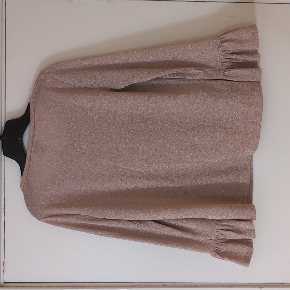 NWT J. CREW Shimmery Rose Gold Metallic Top w/ Bell Sleeves M - Picture 6 of 9